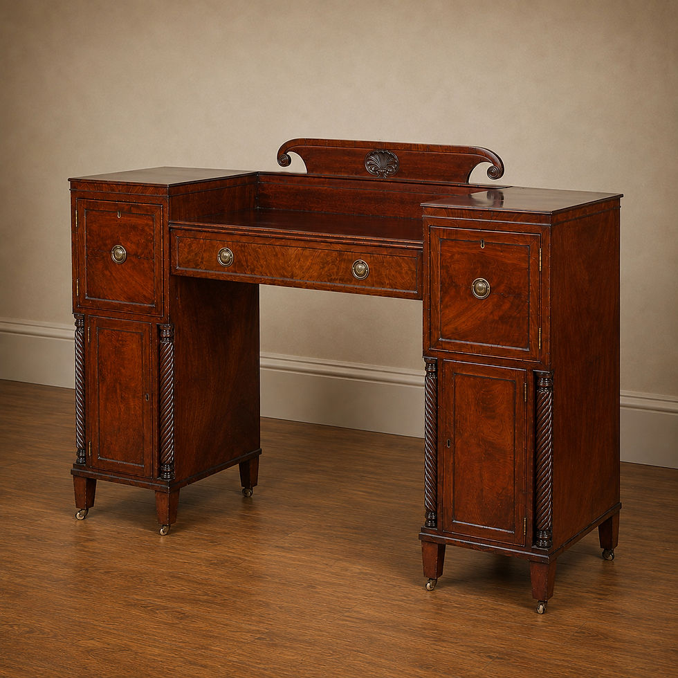 Thumbnail: Regency Mahogany Pedestal Sideboard Figured Mahogany c.1820