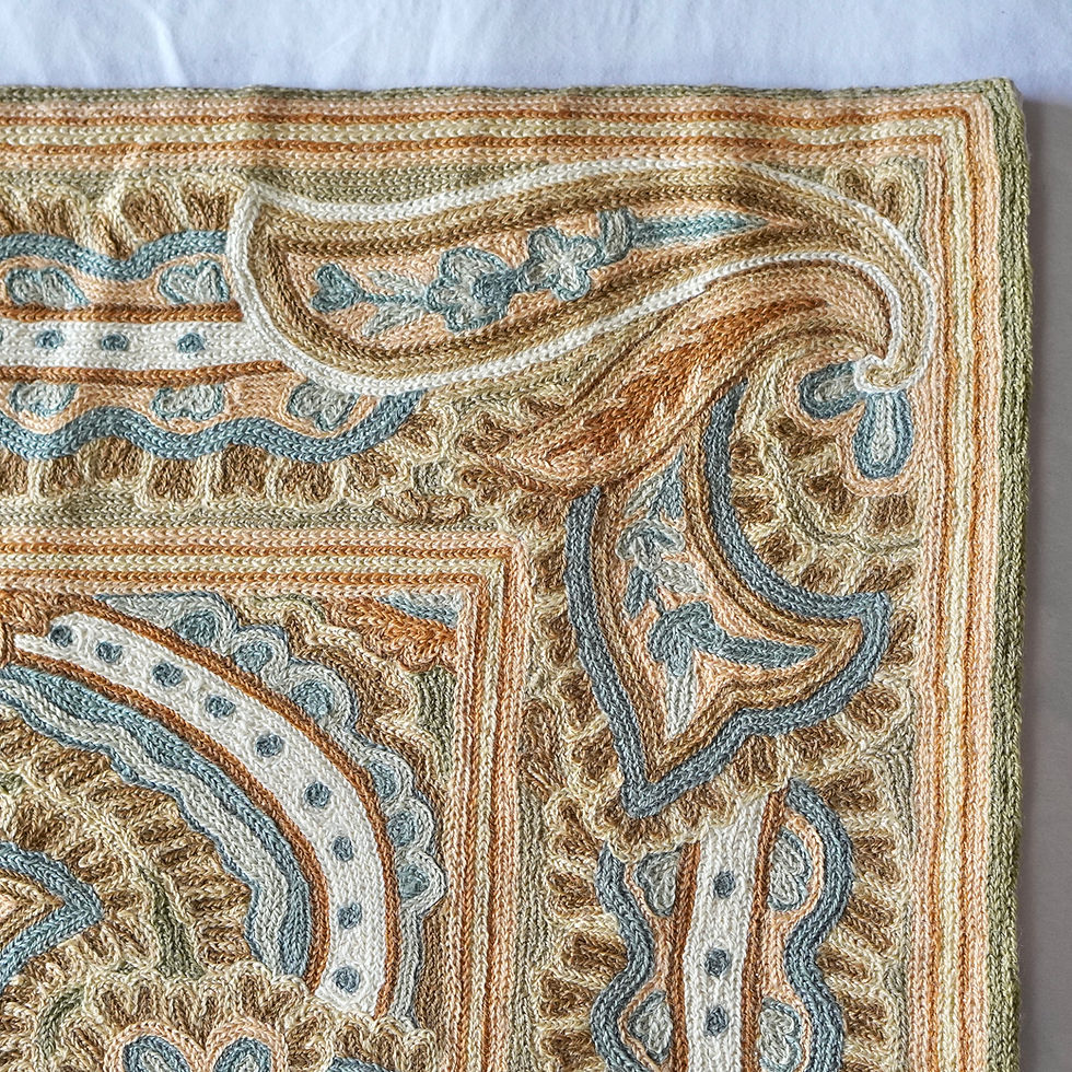 Thumbnail: Large Hand-Embroidered Crewelwork Panel with Paisley Design