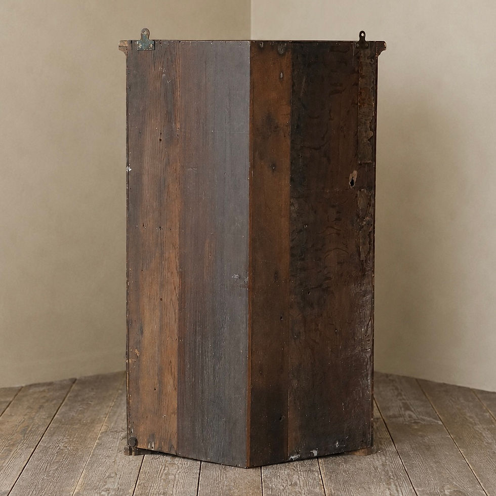 Thumbnail: 19th Century Bow Front Japanned Chinoiserie Corner Cupboard