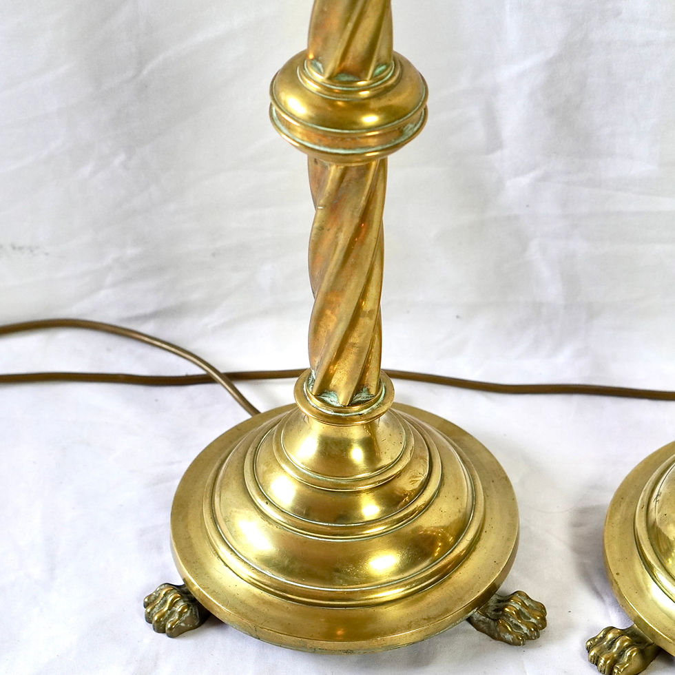 Thumbnail: Large Pair of 19th Century Converted Brass Altar Candlestick Lamps