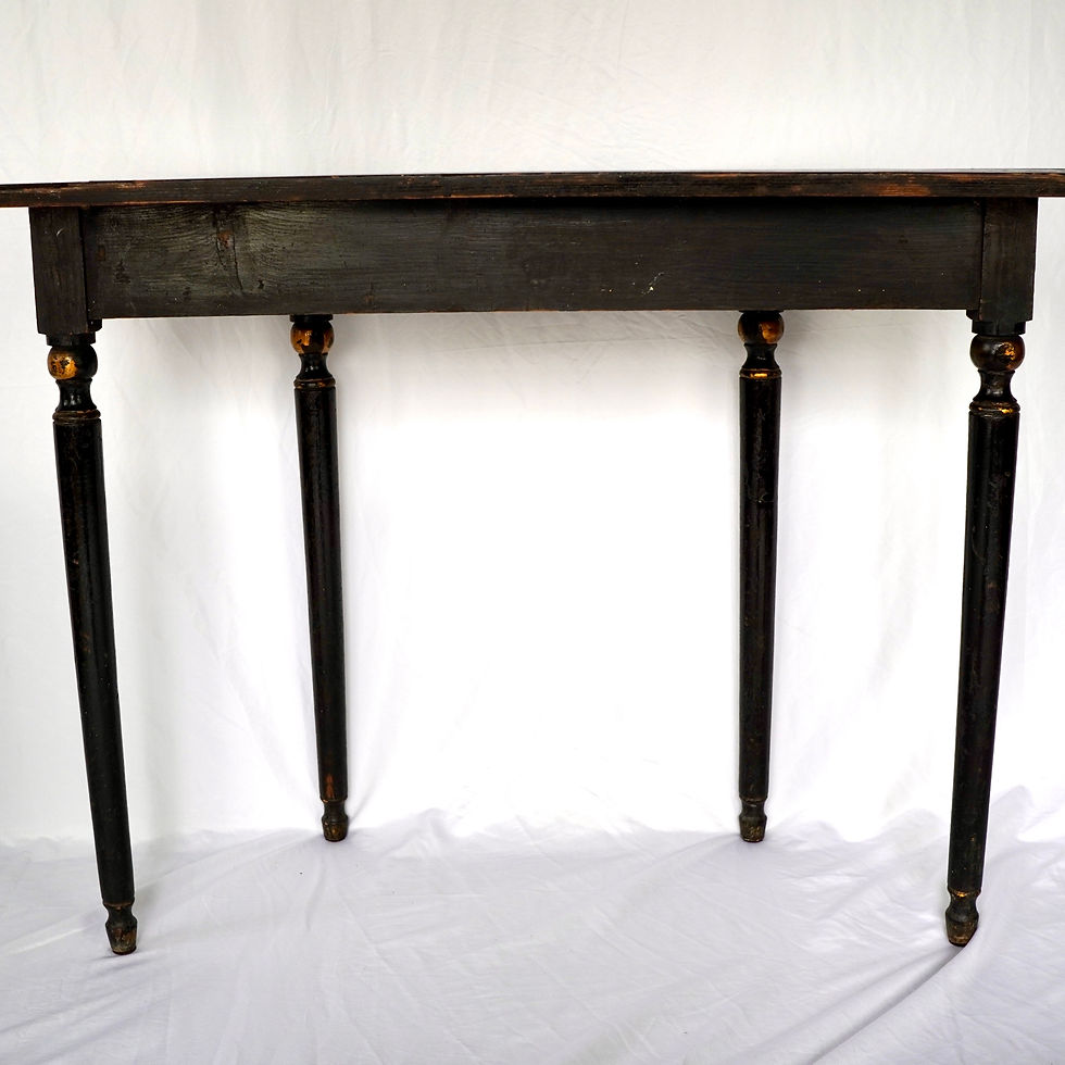 Thumbnail: Regency black painted & parcel gilt demi-lune side table