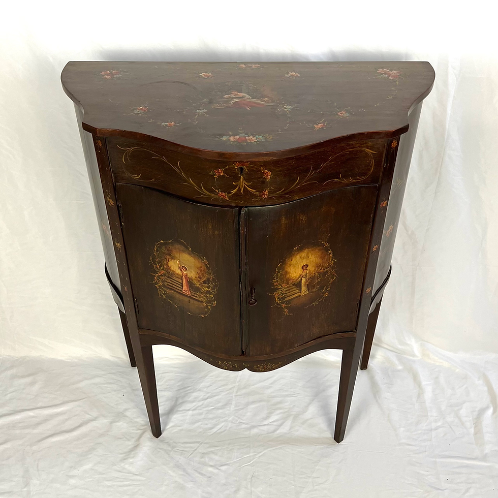 Thumbnail: Small 19th century Sheraton Revival simulated rosewood serpentine commode