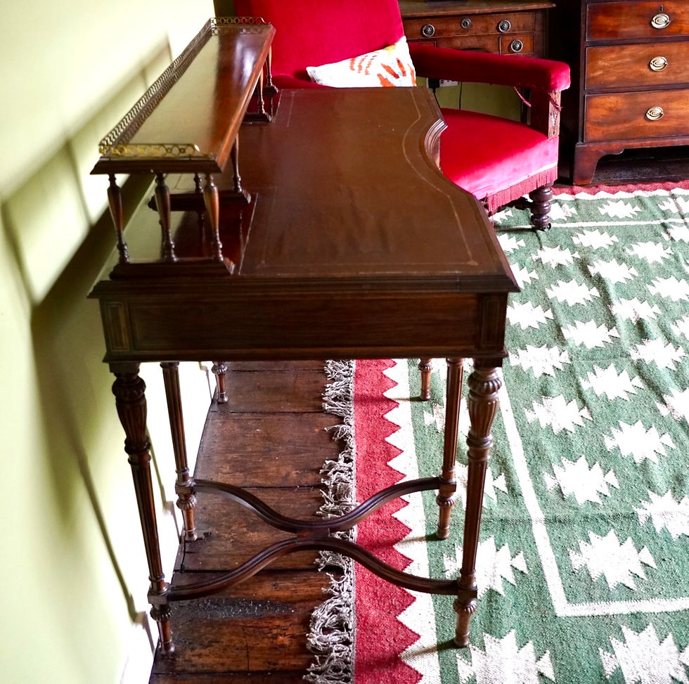 Thumbnail: Victorian rosewood and brass strung writing desk by Collinson & Lock of London