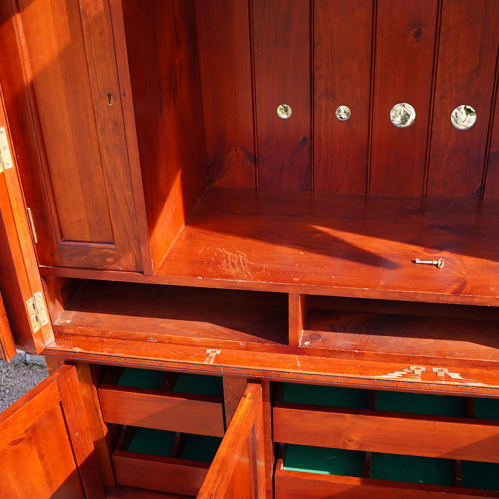 Thumbnail: Large Georgian style Chalon housekeeper’s cupboard/ media cabinet period pine