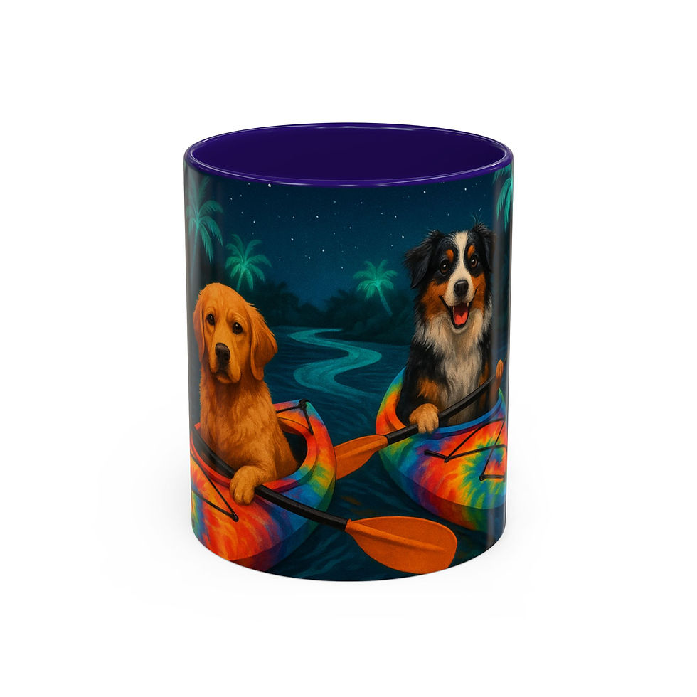 Thumbnail: Colorful kayak Dogs Mug 11oz & 15oz, Perfect for Pet Owners, Gifts, Unique, Fun