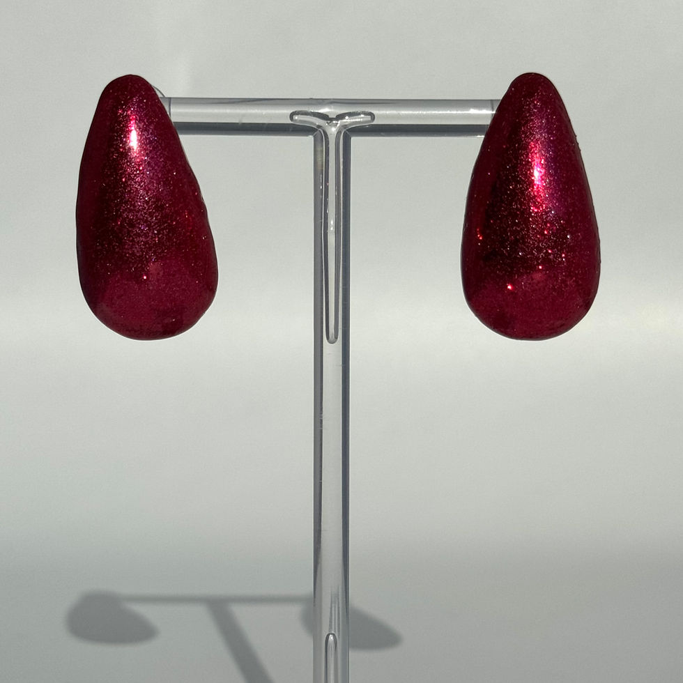 Thumbnail: Balloon Drop Glittery Earrings Bijoux Vii Pink Red on the earring stand