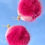 Thumbnail: Princess earrings Mykonos Collection Bijoux Vii, fucsia furry pompon and stony pink color on the mirror surface