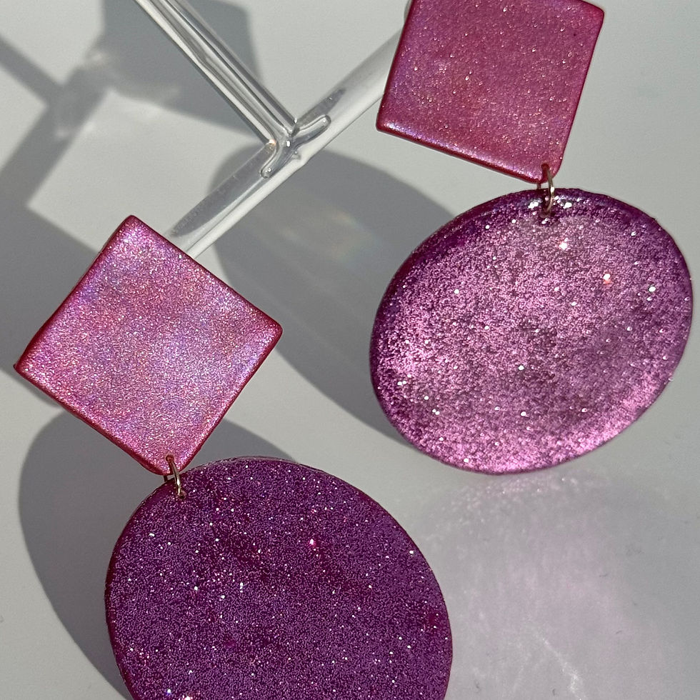Thumbnail: Double Geo Glittery Earrings