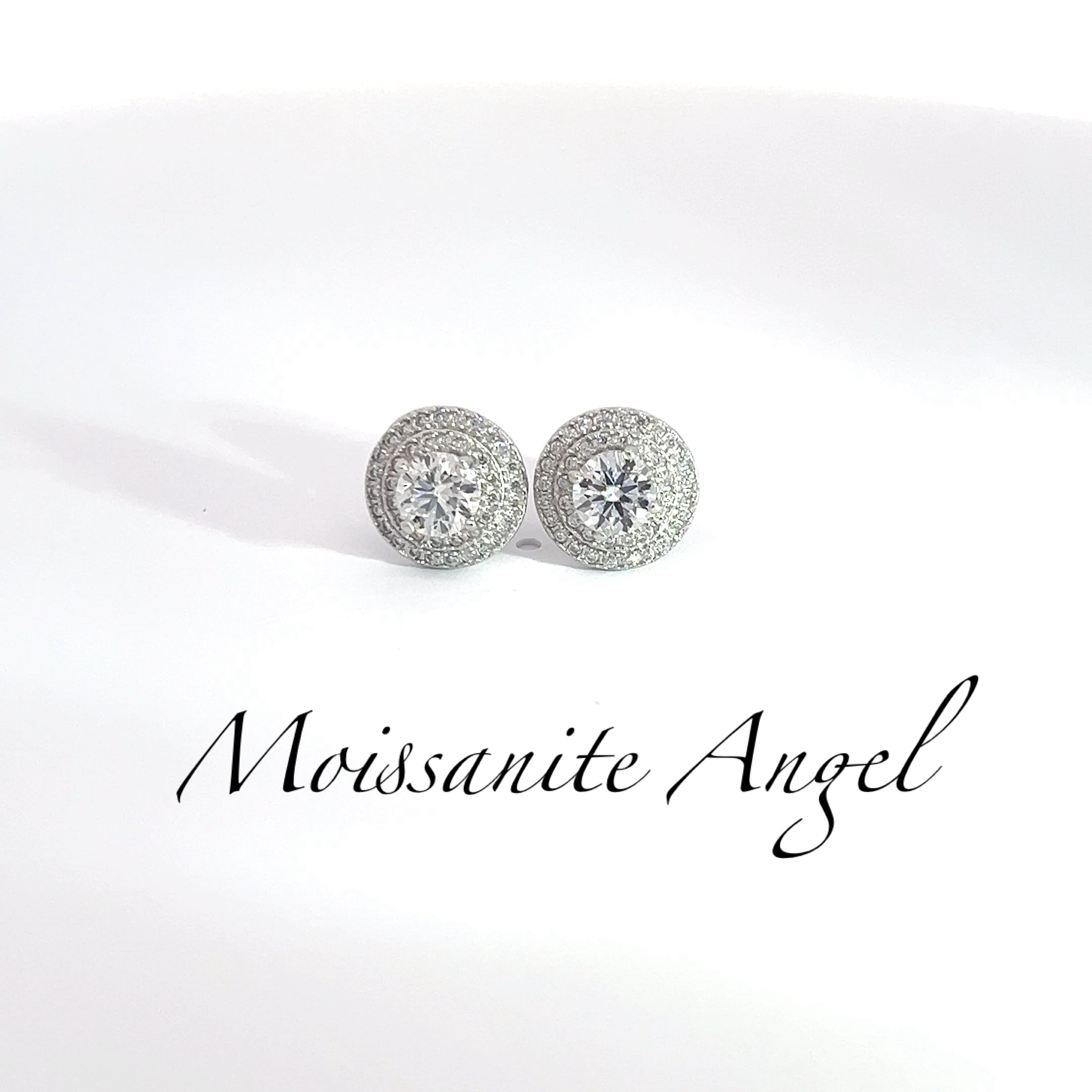 Double Halo Moissanite Studs — 10mm