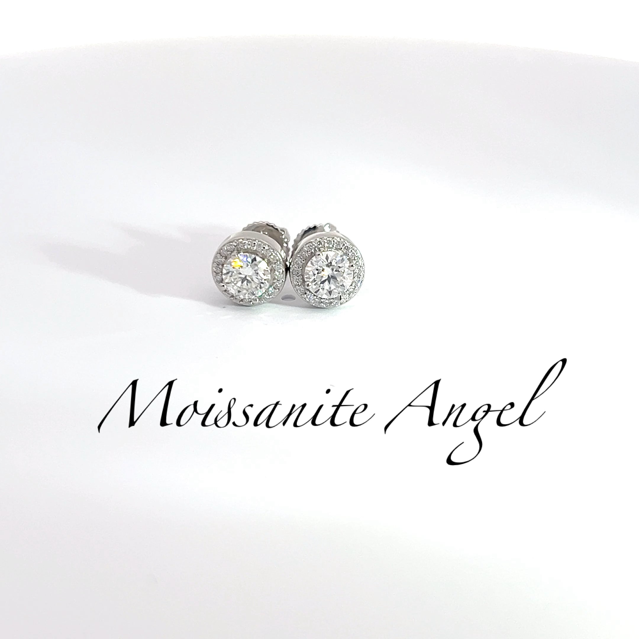 Round Halo Moissanite Studs — 8mm