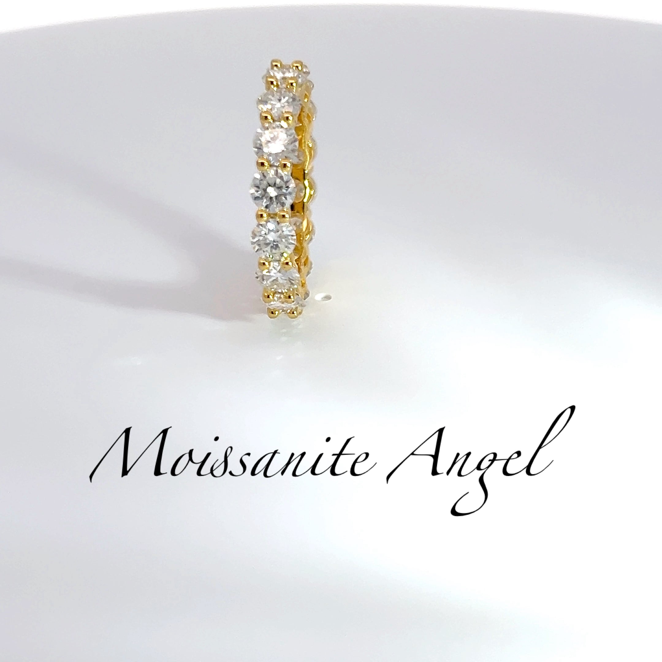 Silver Moissanite Band — Yellow Gold Finish