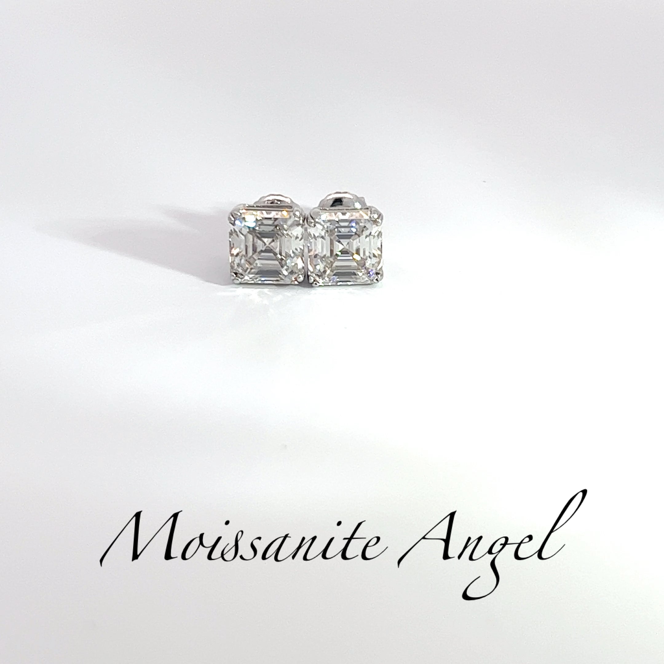 4 CTW Asscher-Cut Moissanite Studs — 8mm