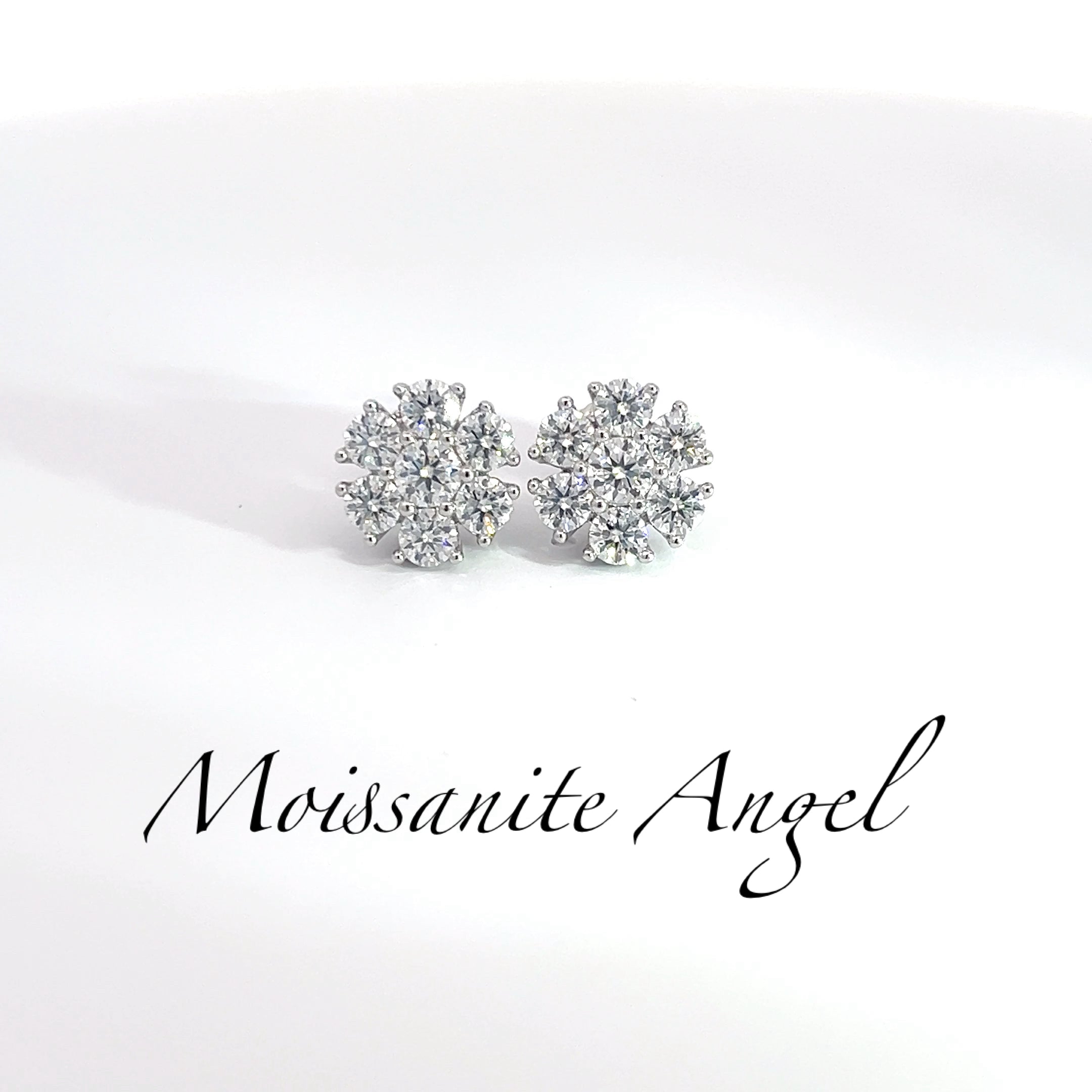 Flower Cluster Moissanite Studs — 10mm