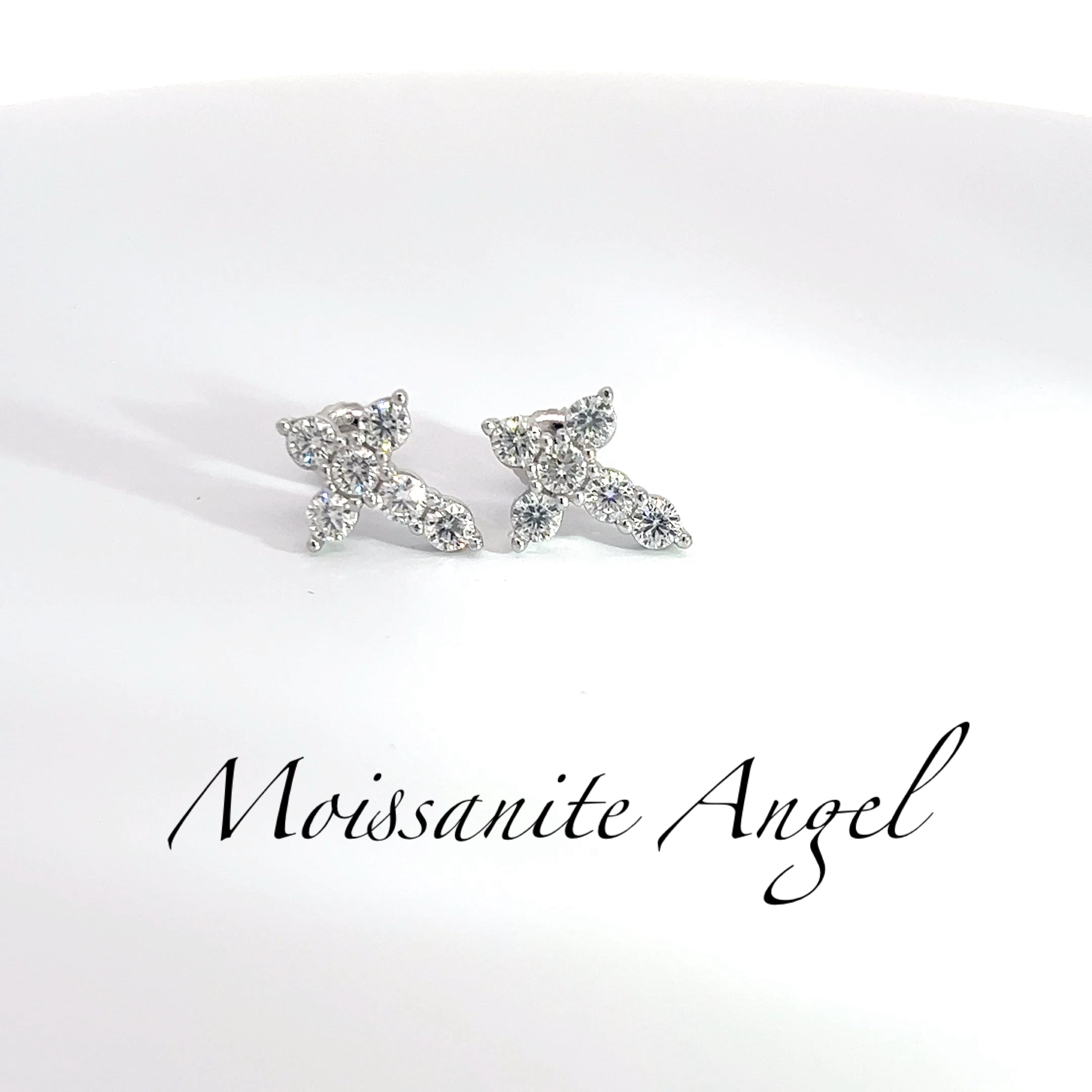 Cross-Style Moissanite Studs — 13mm