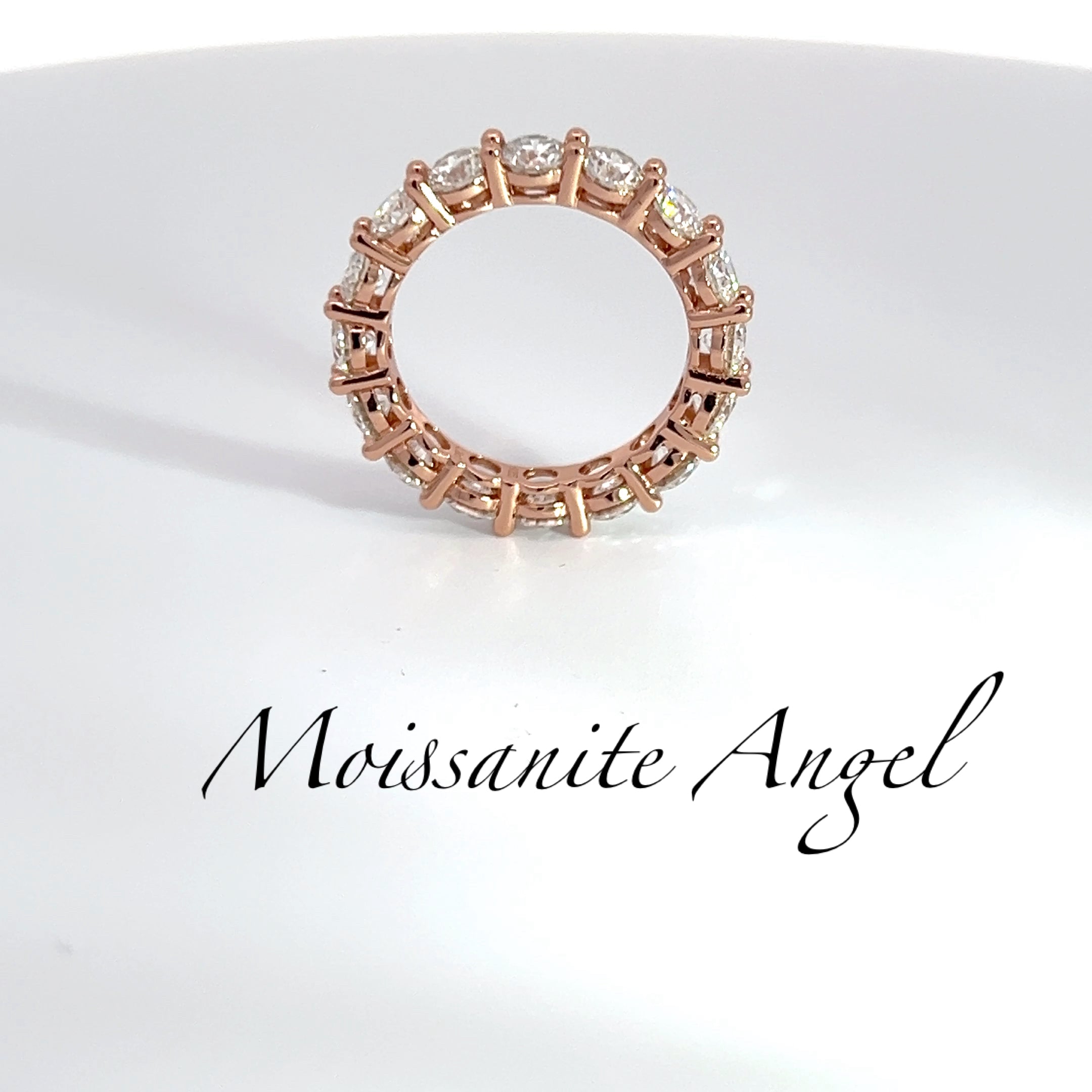 Silver Moissanite Band — Rose Gold Finish