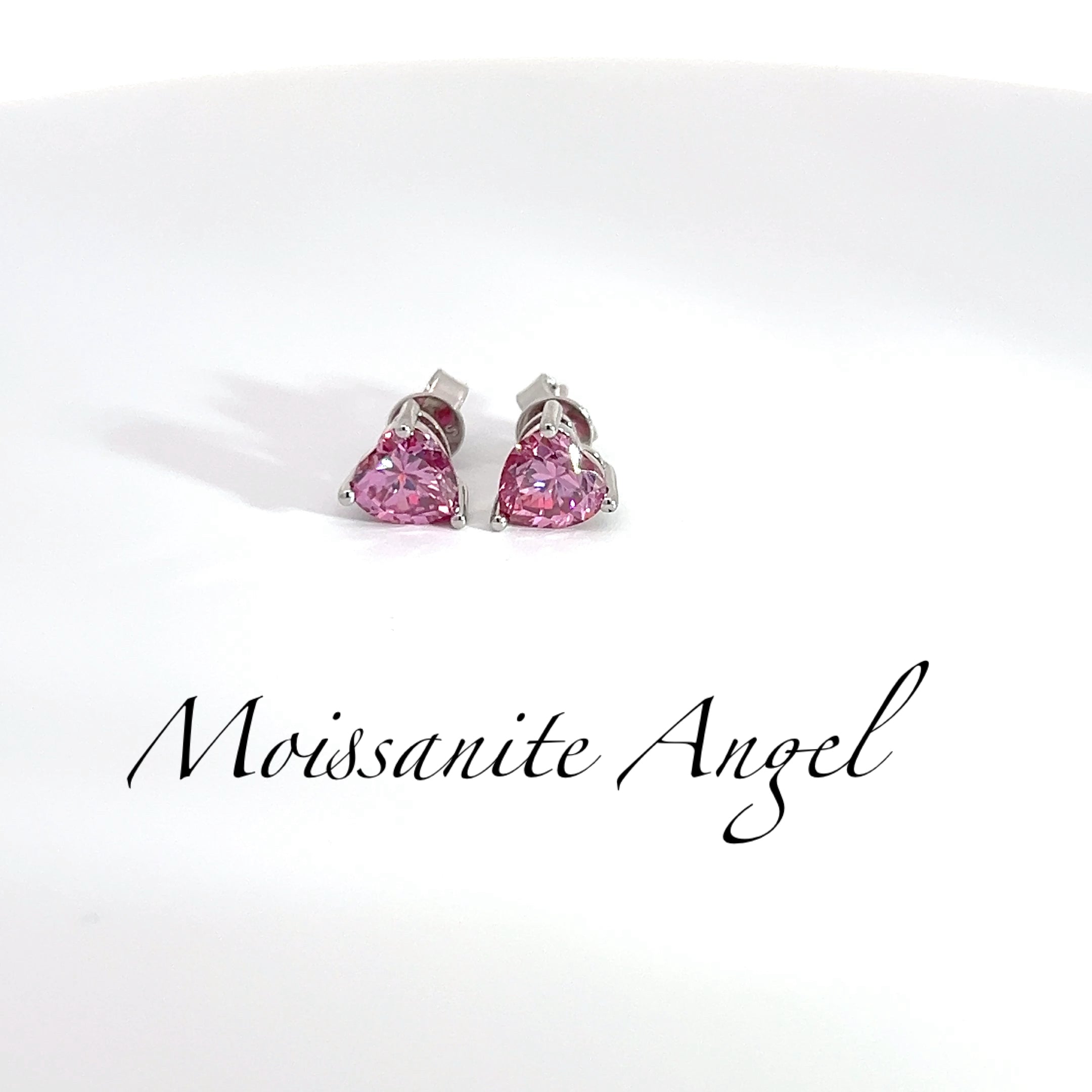 Pink Heart-Cut Moissanite Studs — 2 CTW
