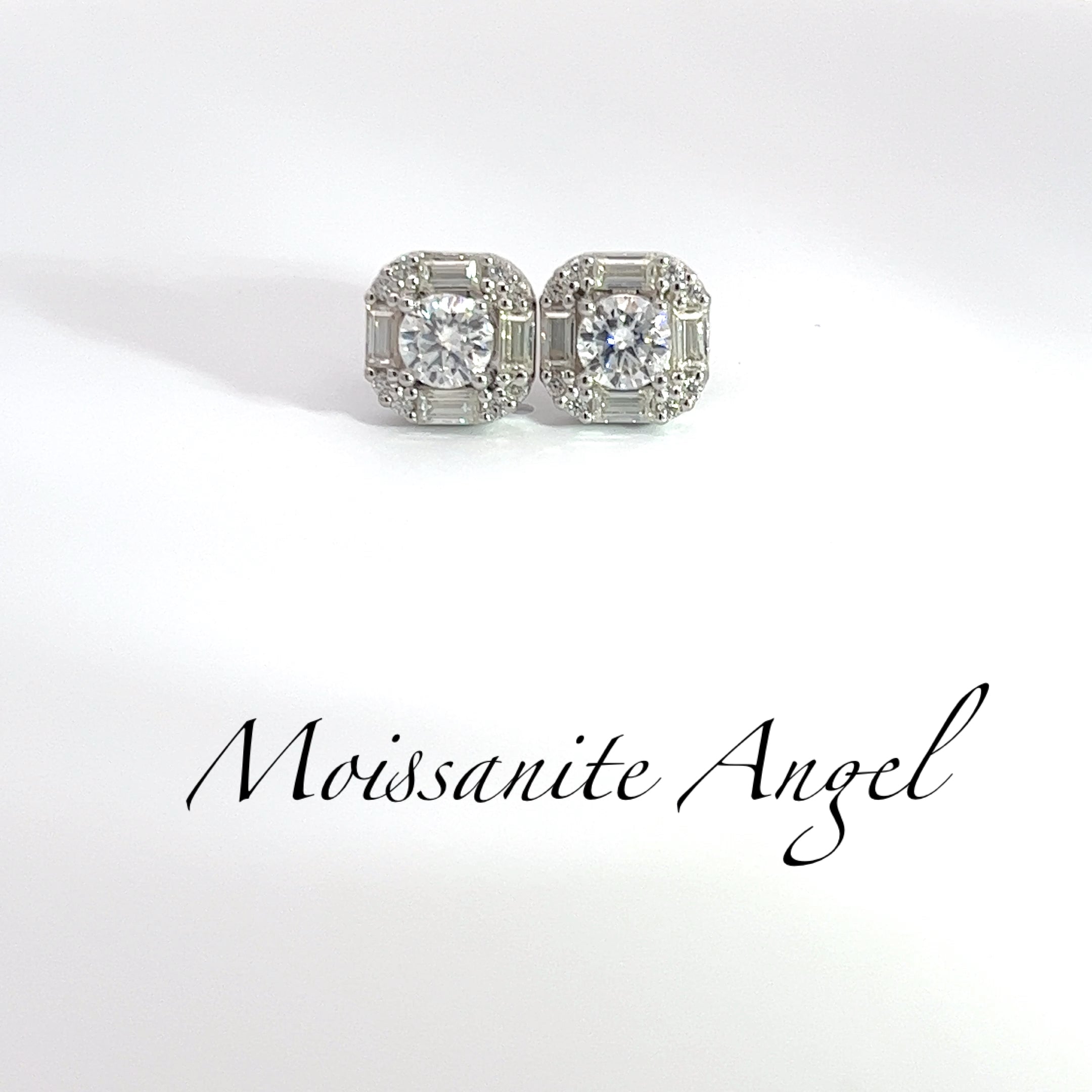 6 CTW Baguette & Round Moissanite Studs — 11mm
