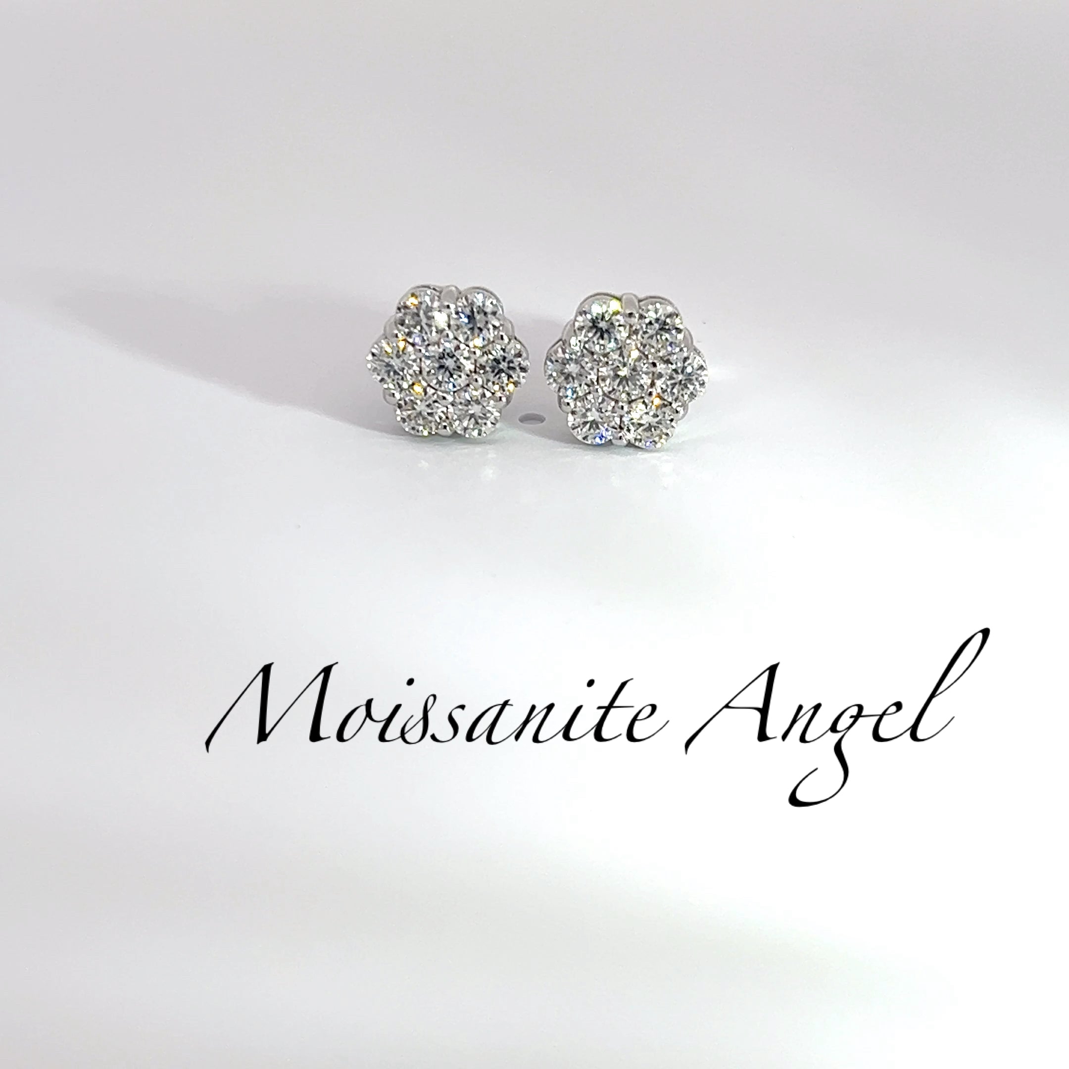 4 CTW Silver Moissanite Cluster Studs — 8mm