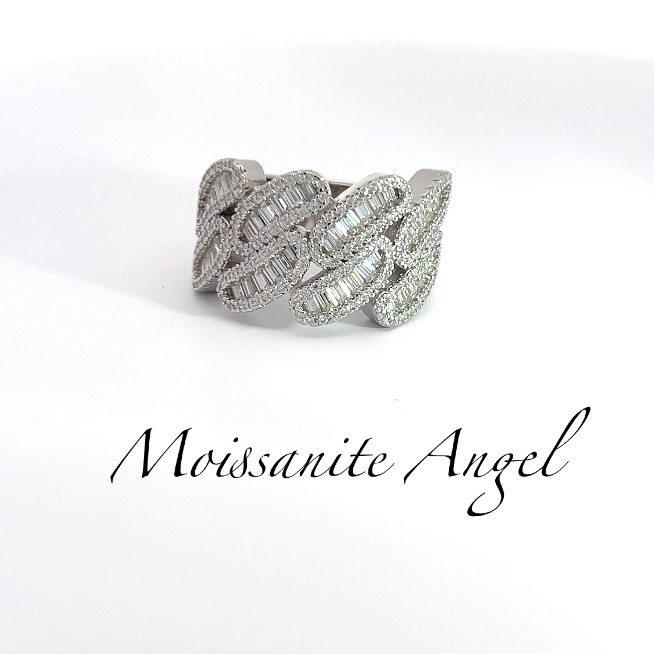 Moissanite Cuban-Link Statement Ring