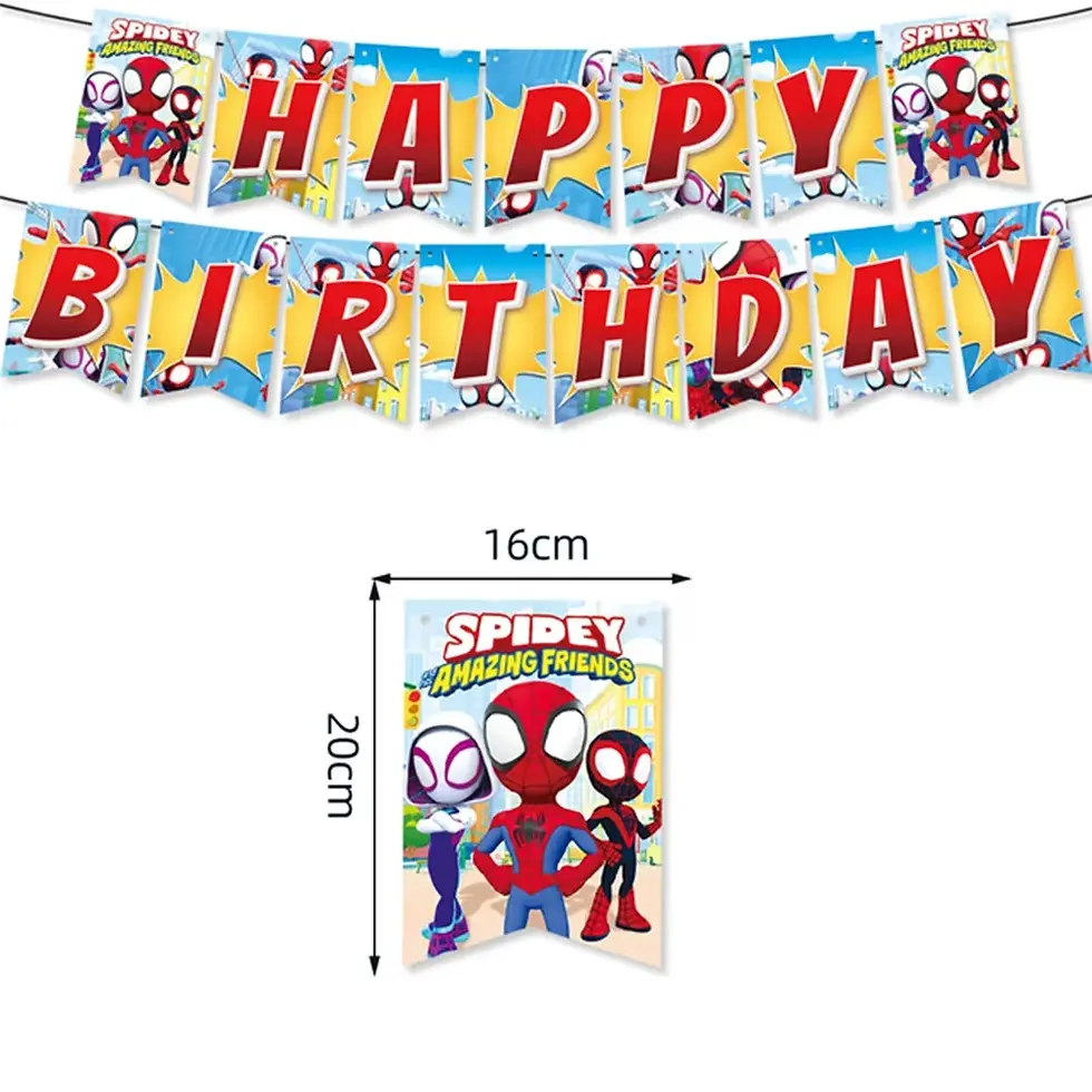 Thumbnail: Cartoon Spider Birthday Party Supplies Disposable Tableware Cup Plate Tablecloth