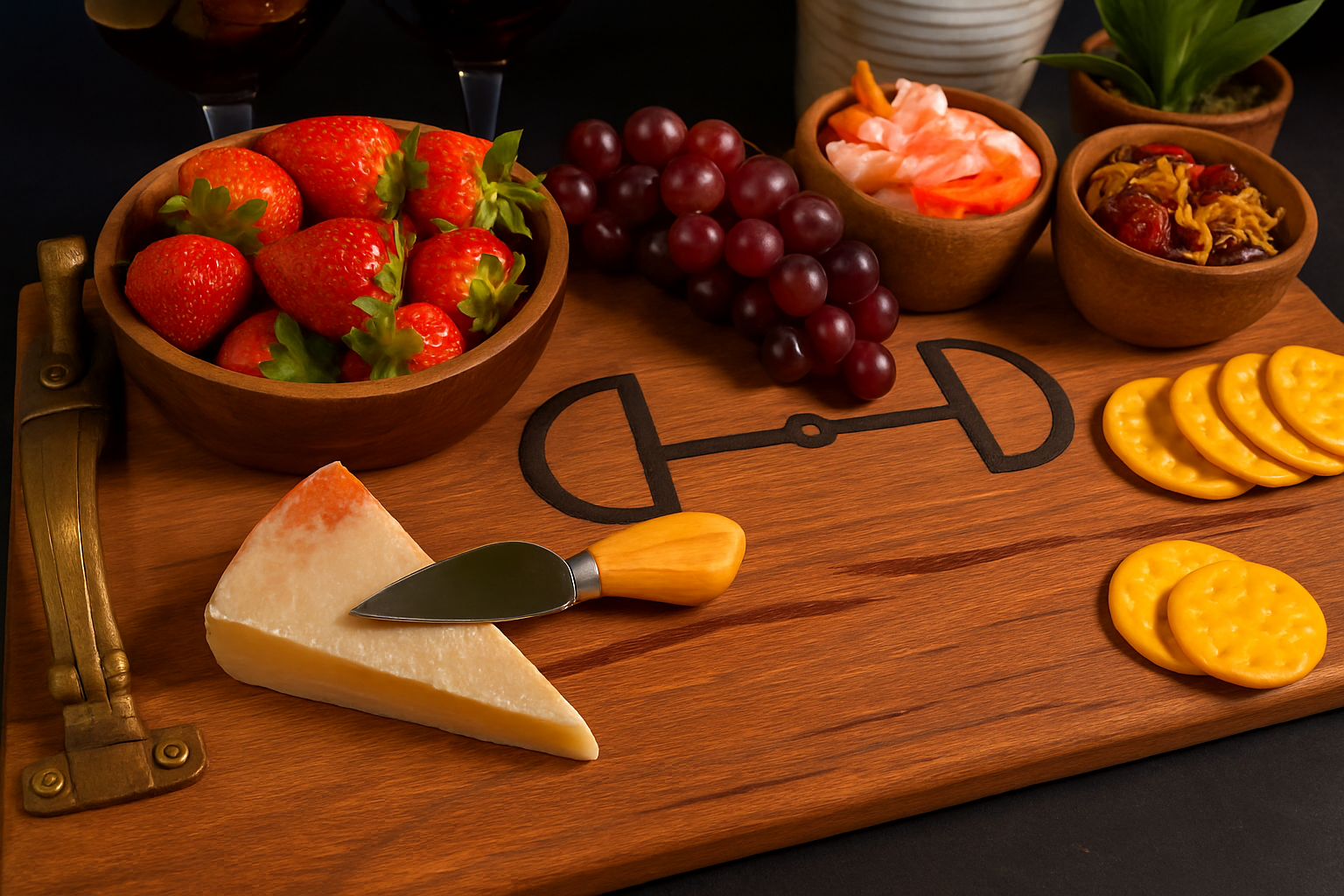 Red Oak Equestrian Charcuterie Board W/Crimson Red Epoxy Set of 4