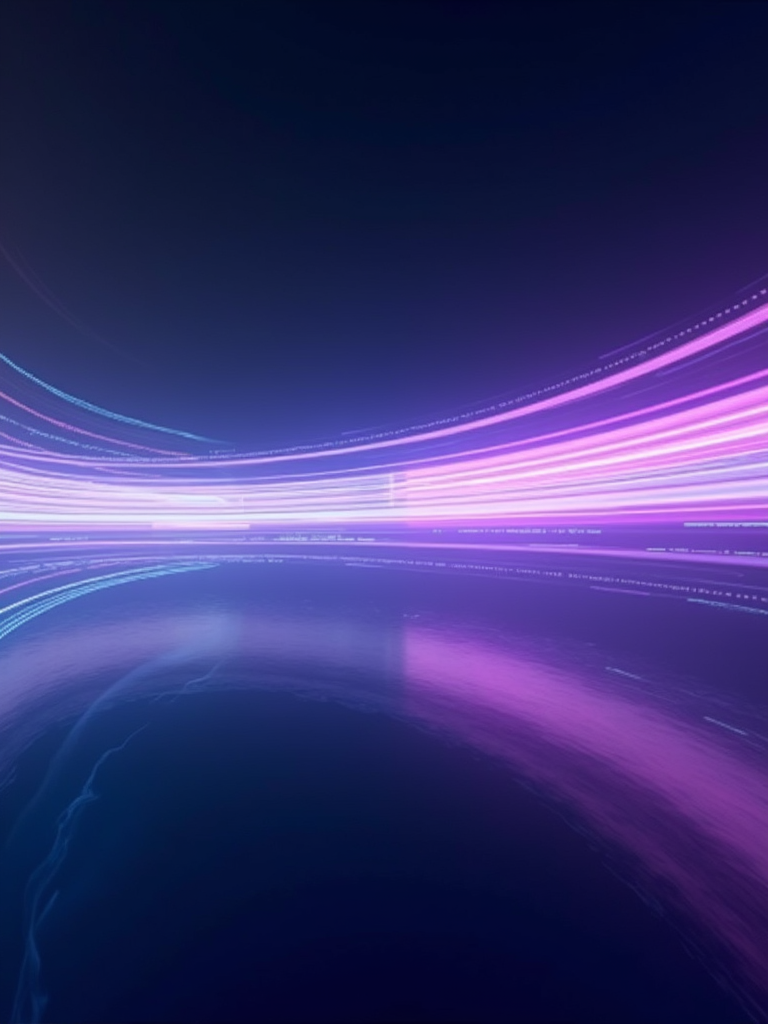 Cinematic light streaks of purple and blue representing futuristic high-speed streaming content.