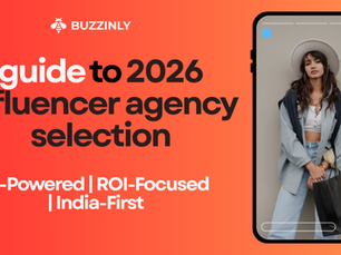 A guide for brands to pick the right influencer marketing agency, picture of an influencer and logo of Buzzinly Influencer Marketing