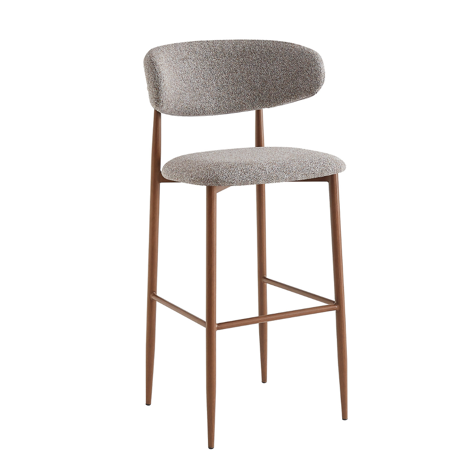 Miniature : Clyde - Chaise haute en acier imitation Noyer avec revêtement en tissu