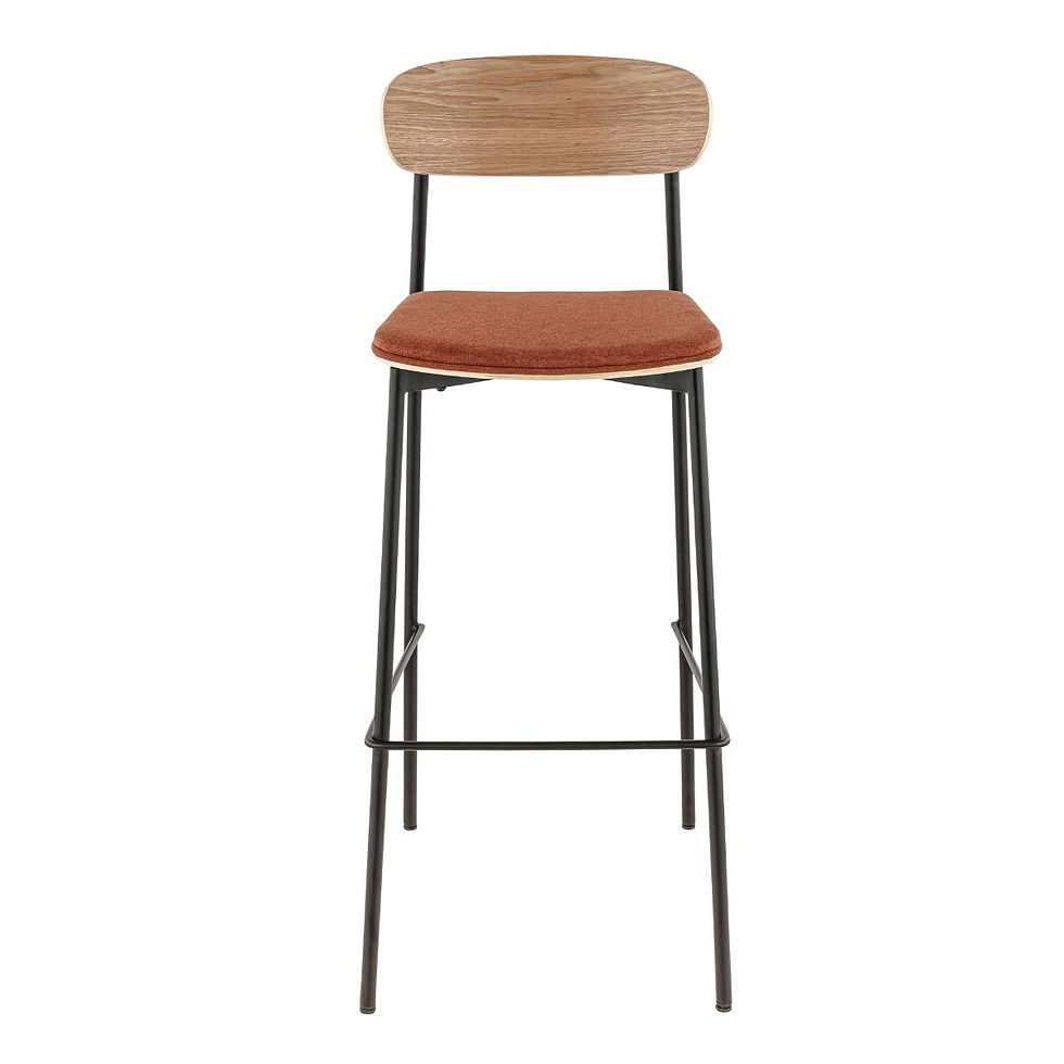 Miniature : Ralph Noir - Tabouret en métal et tissu pour restaurant