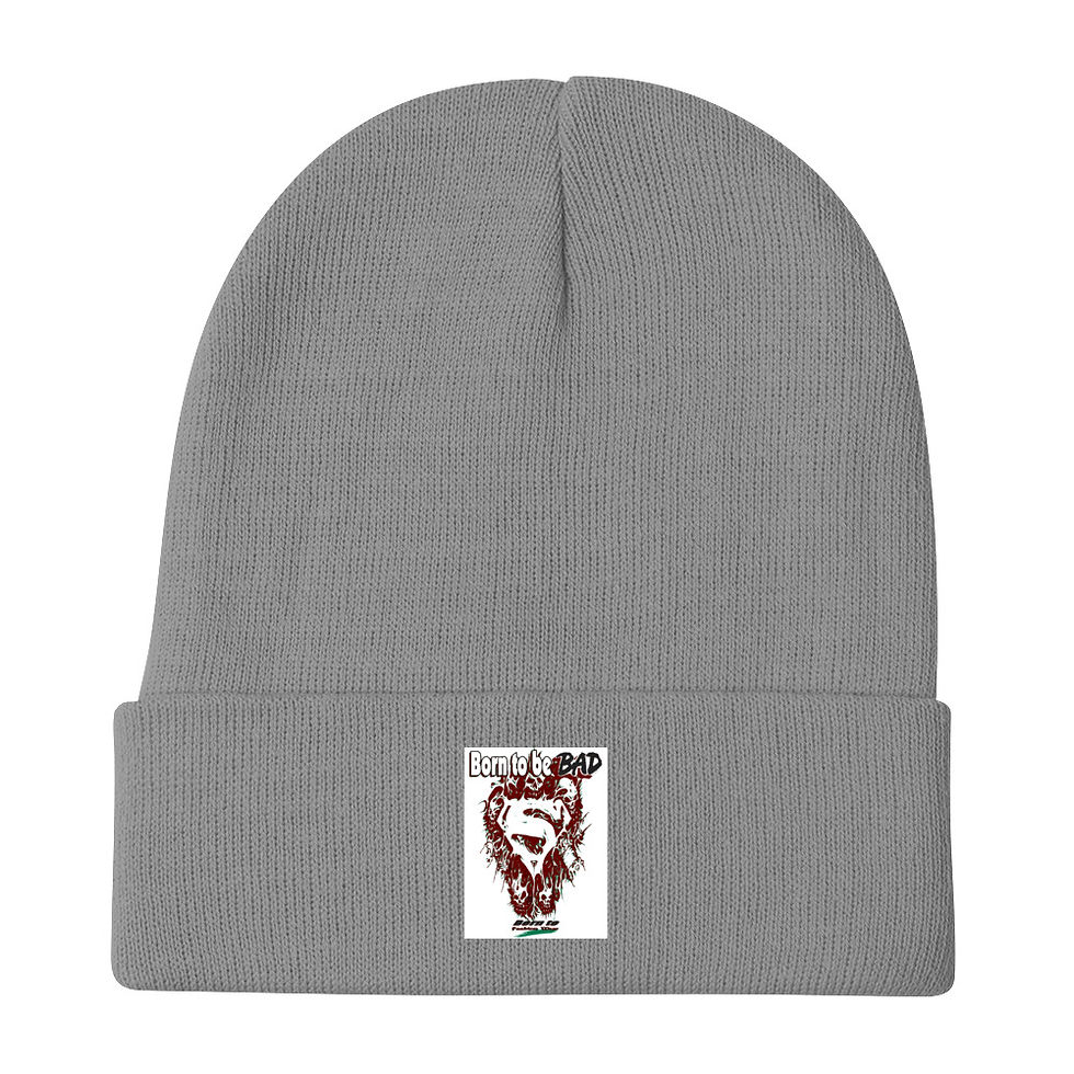 Thumbnail: Born to be bad skull9 Embroidered Beanie