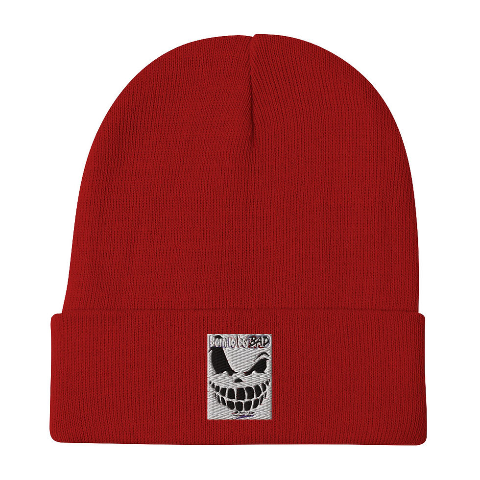 Thumbnail: Born to be bad skull11 Embroidered Beanie