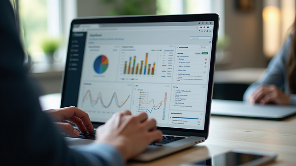 Close-up view of a laptop screen showing a simple project management dashboard
