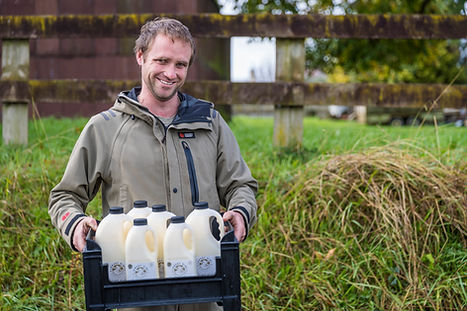 Michael Vosper with a tray of milk