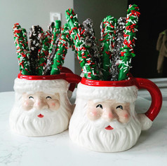 Chocolate pretzel rods . Christmas or Hanukkah theme
