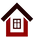 a small red house with a black roof