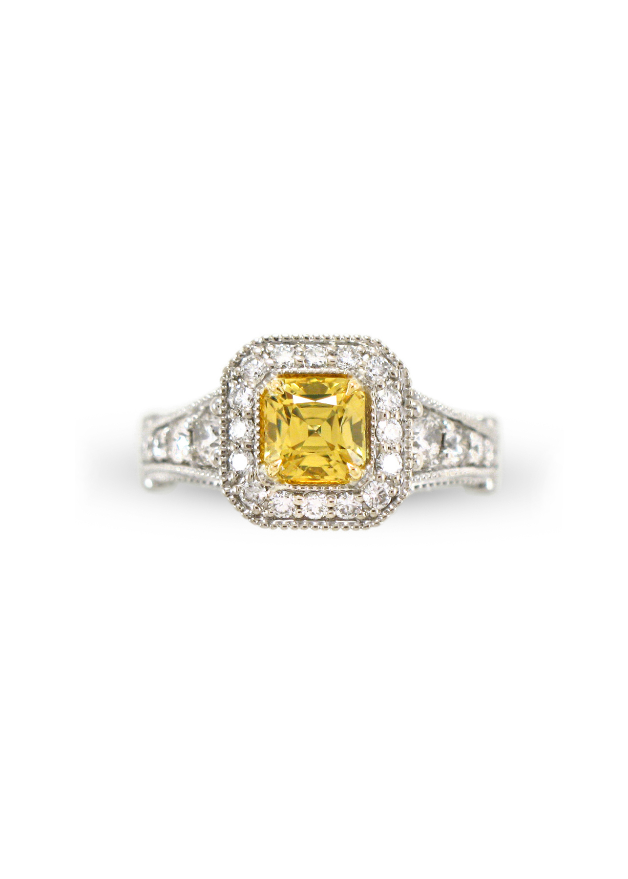 Yellow Diamond Halo Ring