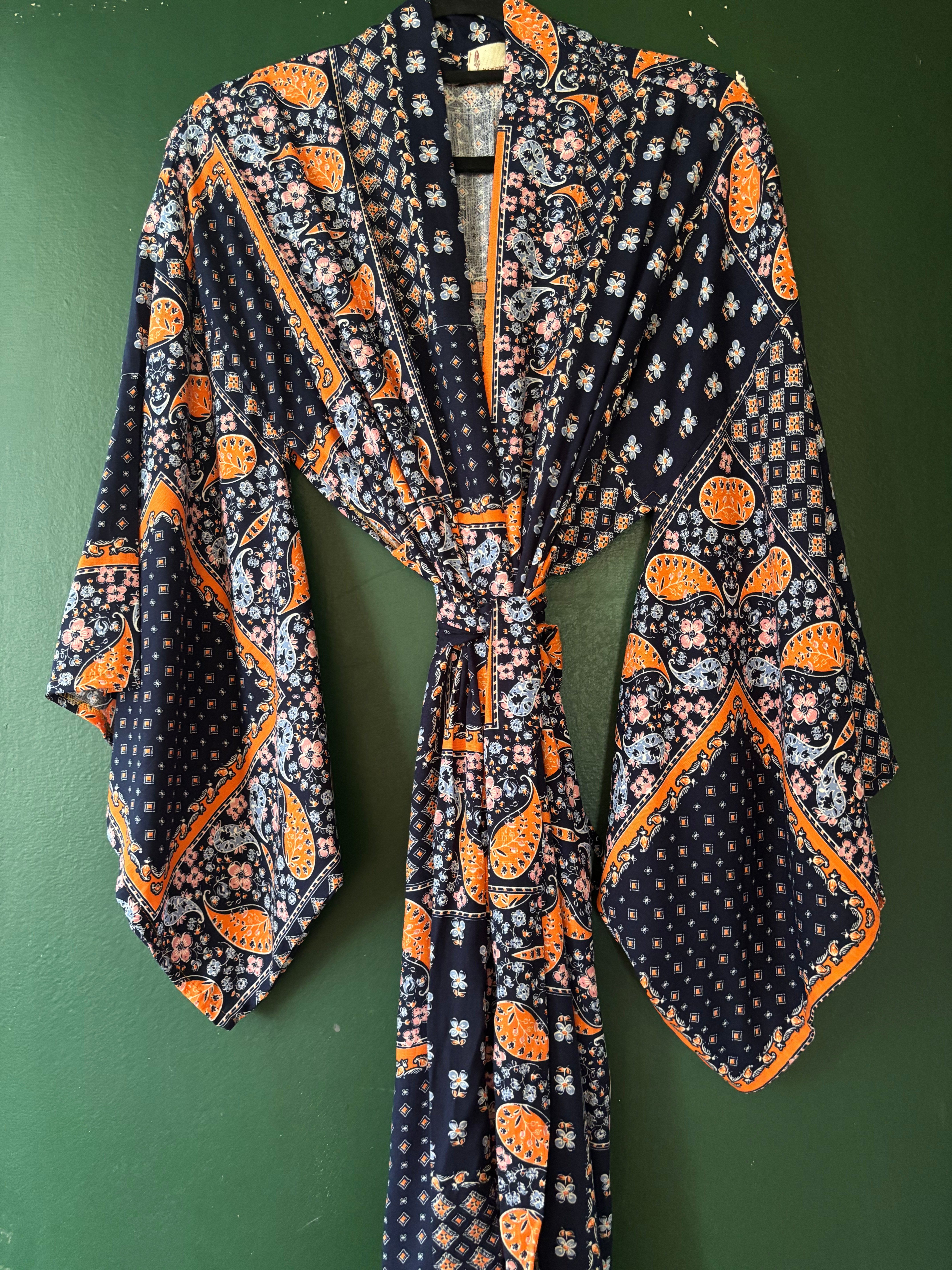 Kimono longo lenço marinho