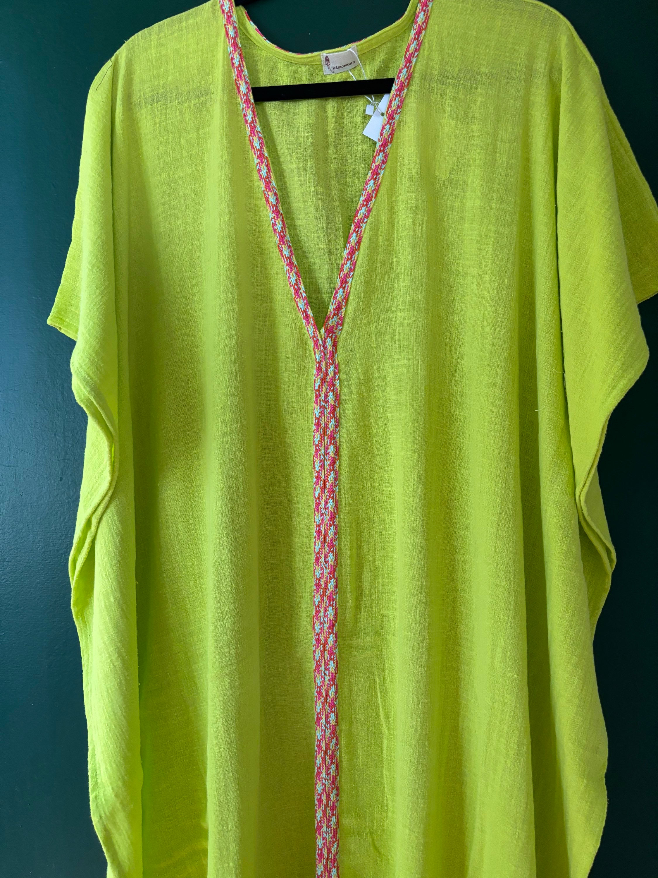 Kaftan longo em gaze de algodão lima