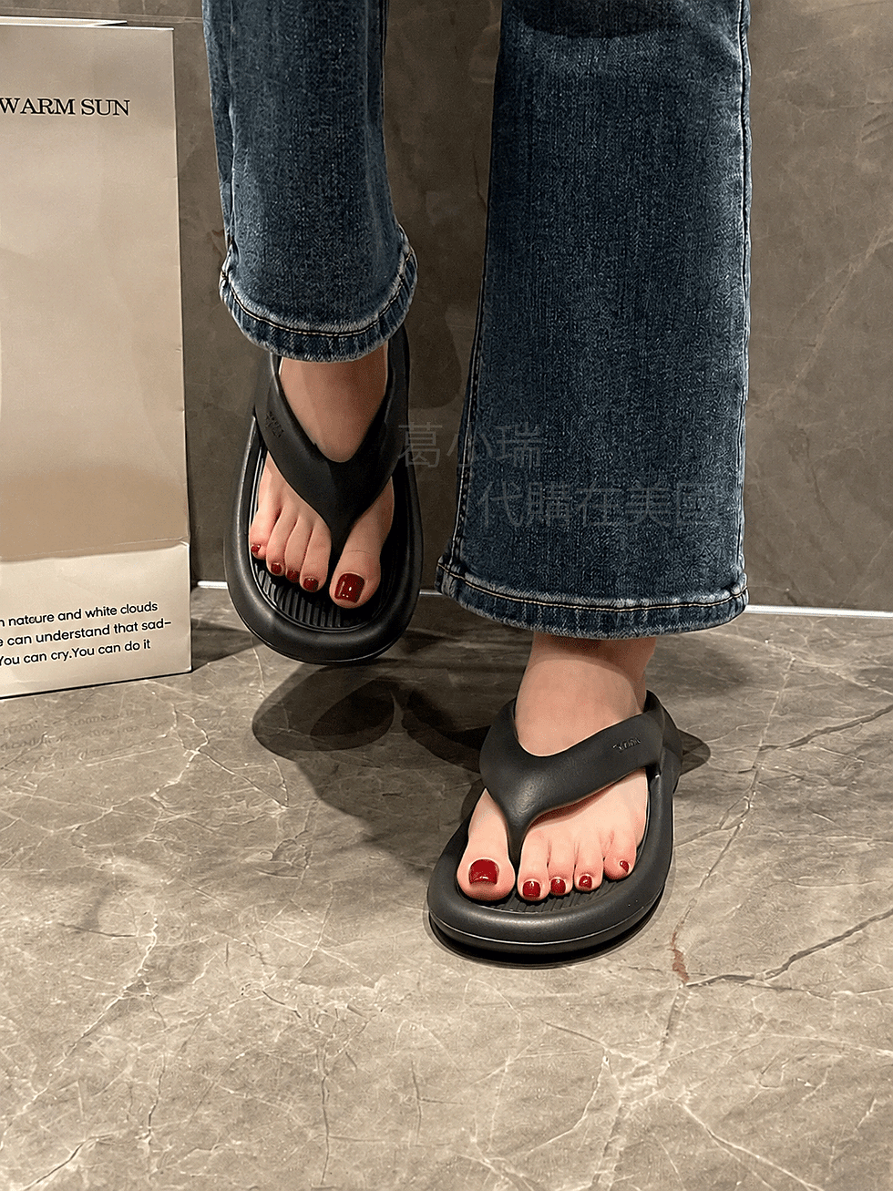 縮圖：🩴🖤 CROCS 厚底人字拖涼鞋 🤍🩴