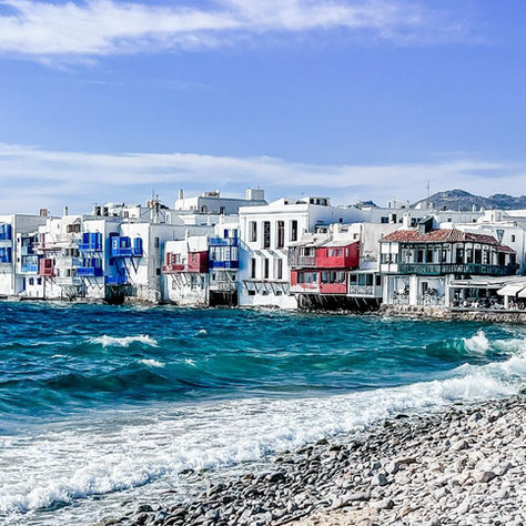 uitzicht op Little Venice in Mykonos