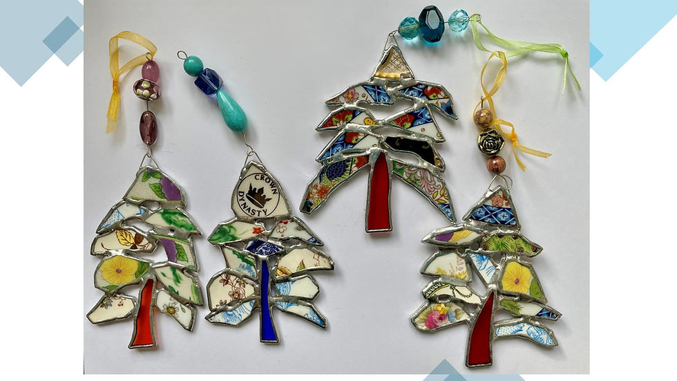 Thumbnail: Christmas Tree Vintage Crockery Holiday Hanging Decoration
