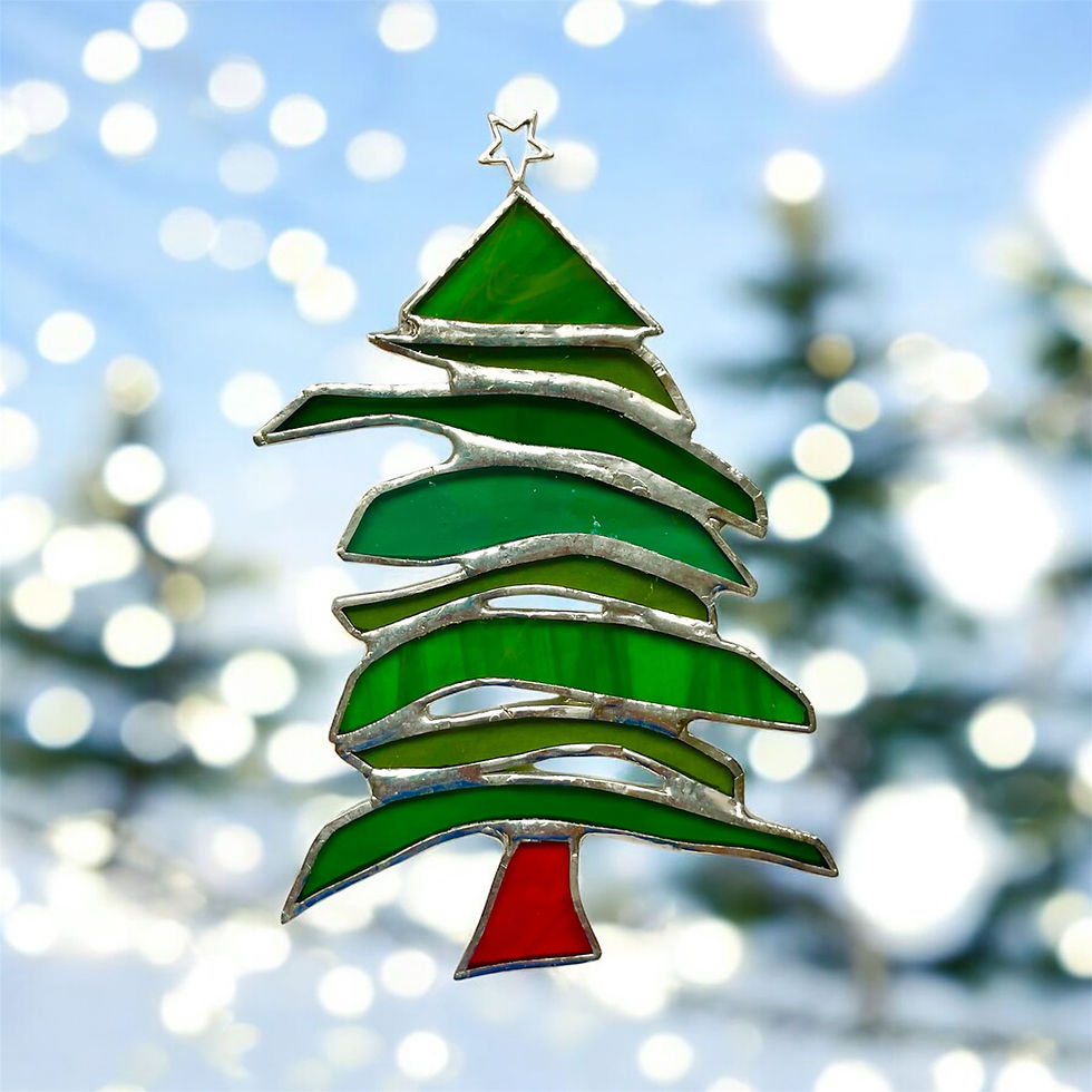 Thumbnail: Whimsical Christmas Tree Stained Glass Suncatcher