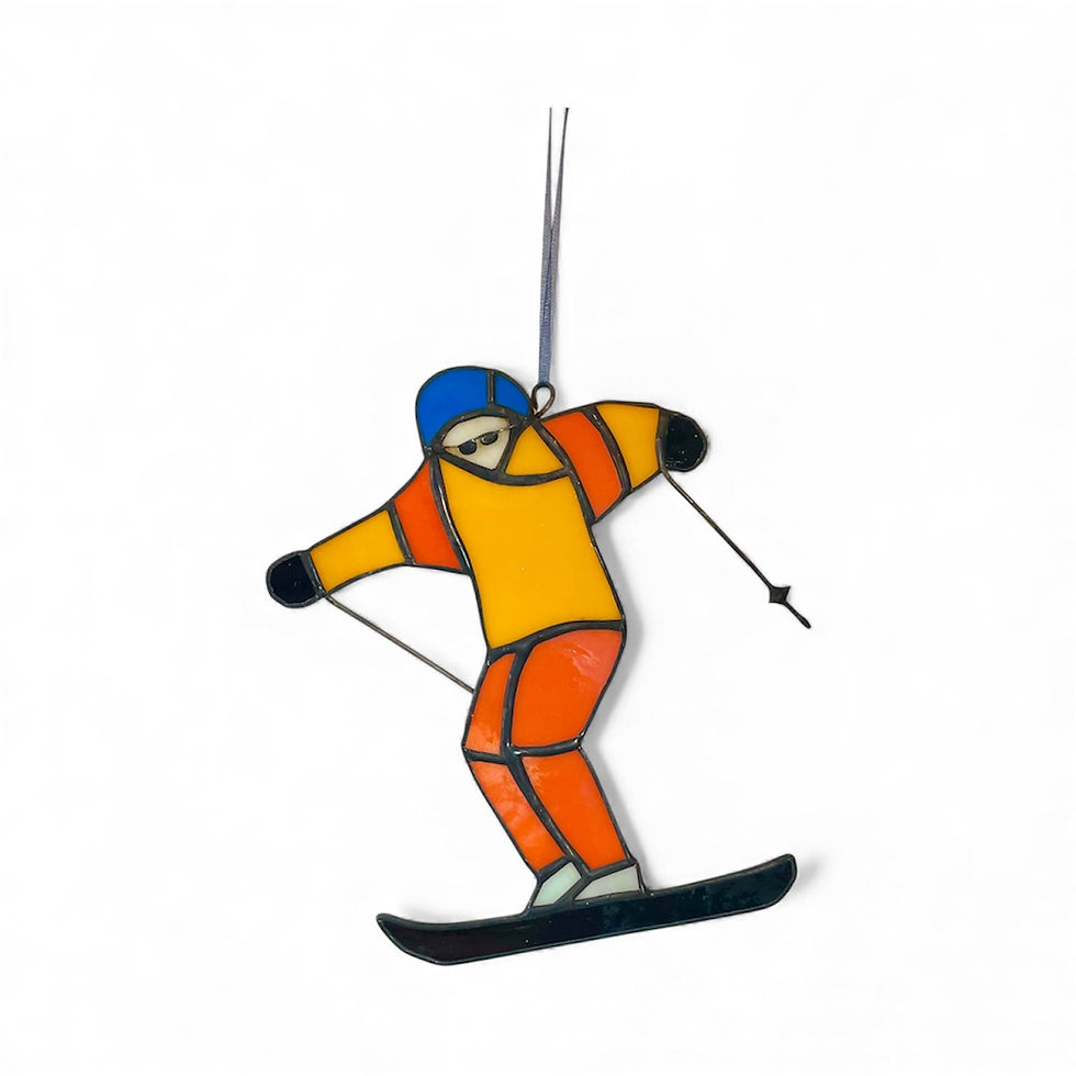 Thumbnail: Stained Glass Skiers & Snowboarders – Winter Sports Sun Catchers