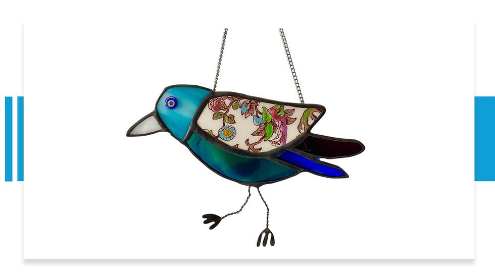 Thumbnail: Stained Glass and Vintage Crockery Bird Suncatcher