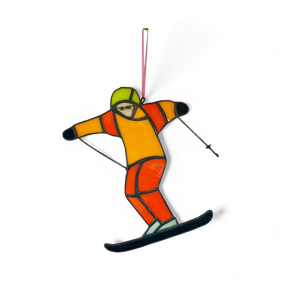 Thumbnail: Stained Glass Skiers & Snowboarders – Winter Sports Sun Catchers