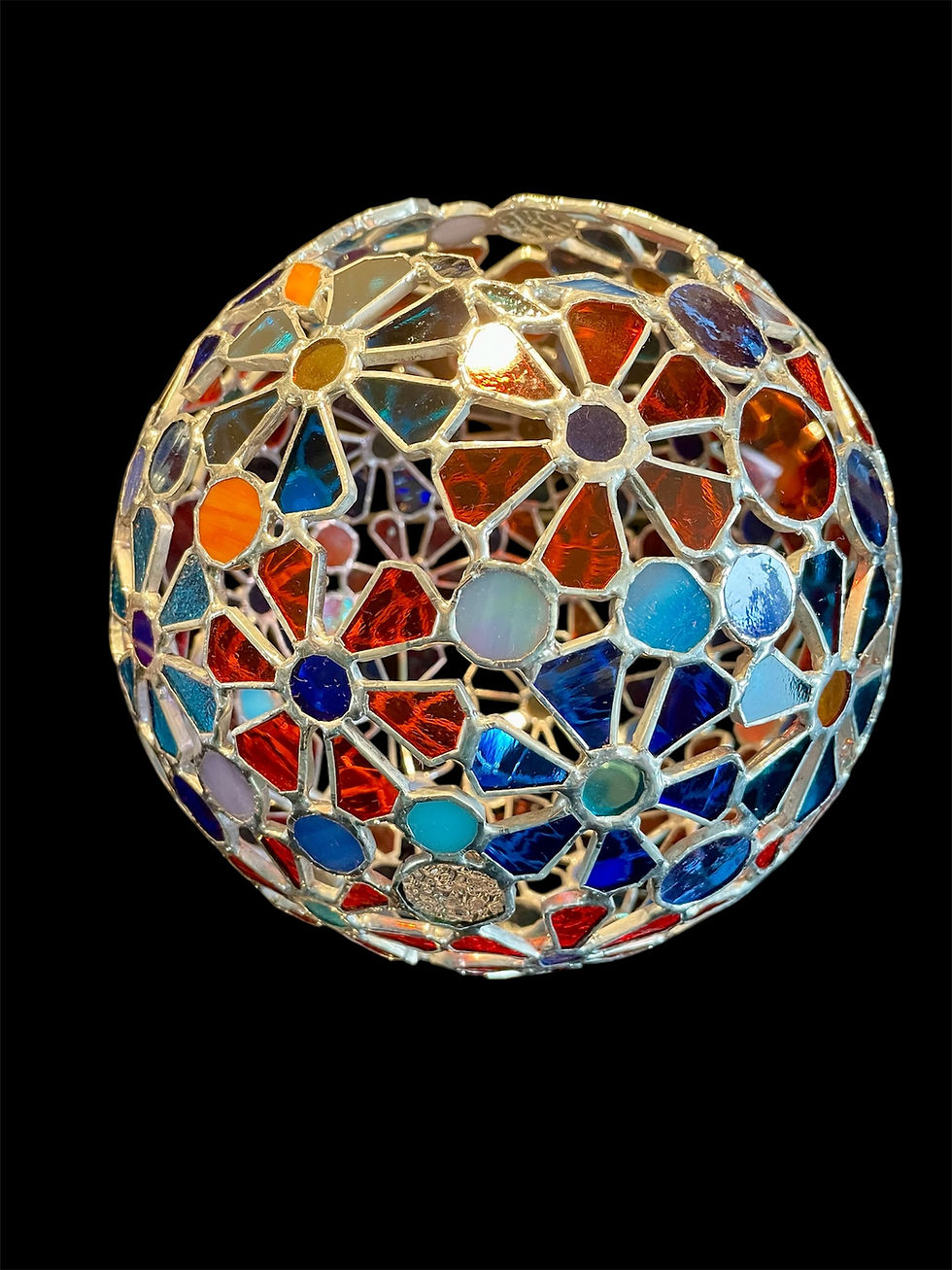 Thumbnail: Stained Glass Large Fairy Light Orb in Blues and Oranges