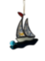 Thumbnail: Stained Glass and Vintage Ceramic White Sailing Boat Suncatcher