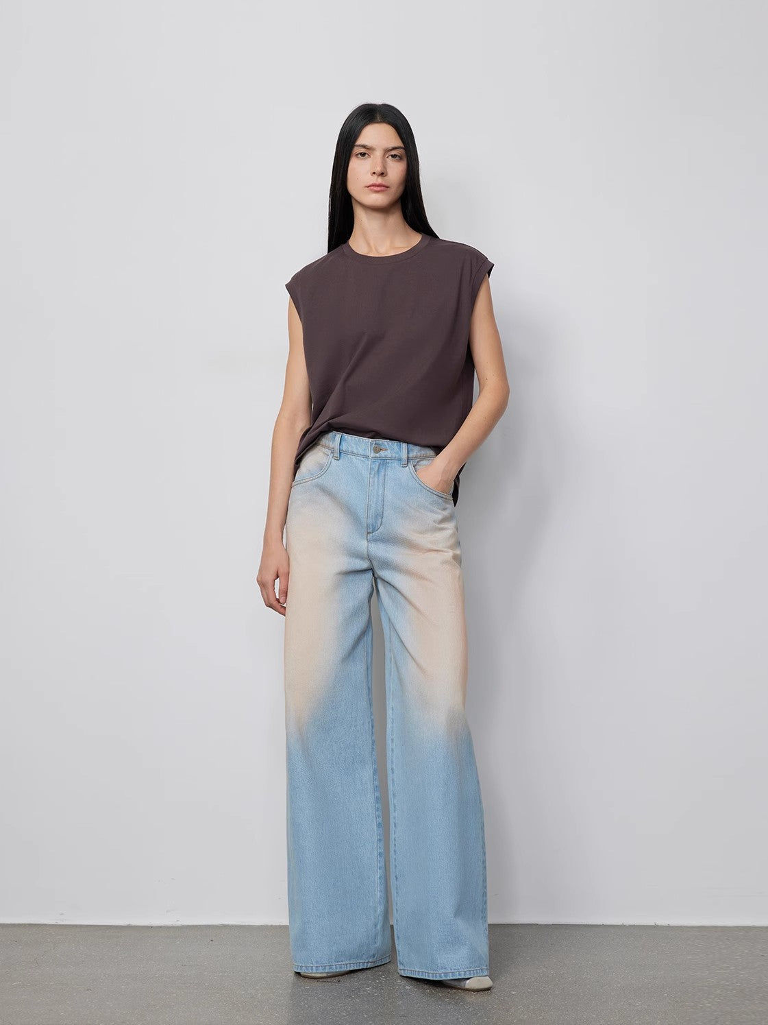 "Wantful Fantasy" Industry Washed Wide Leg Jeans
