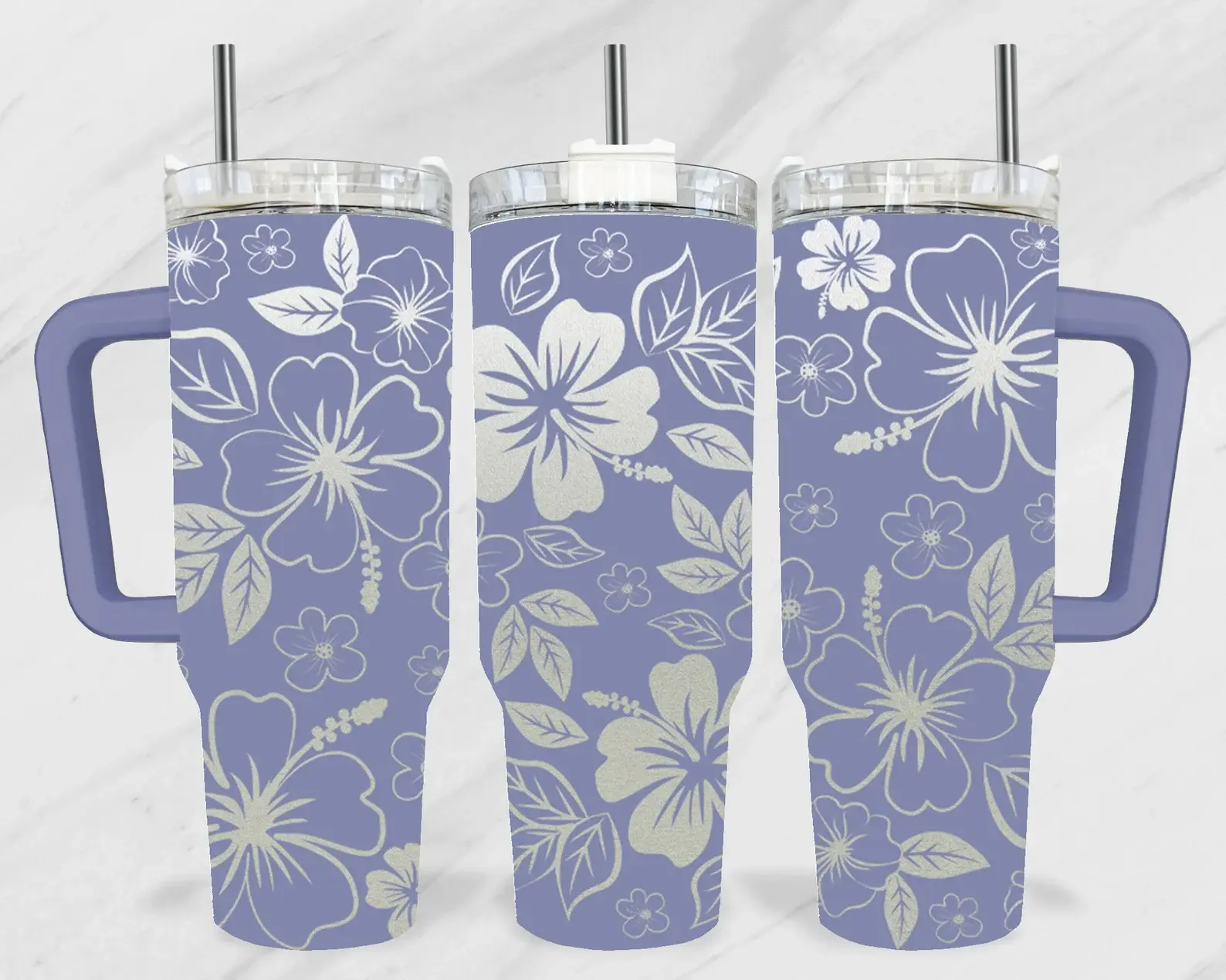 HAWAIIAN HIBISCUS DESIGN TUMBLER 40 OZ