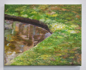 Yumiko Ono, Bord du canal, 2025. oil and tempera grassa on canvas, 24 × 30 cm